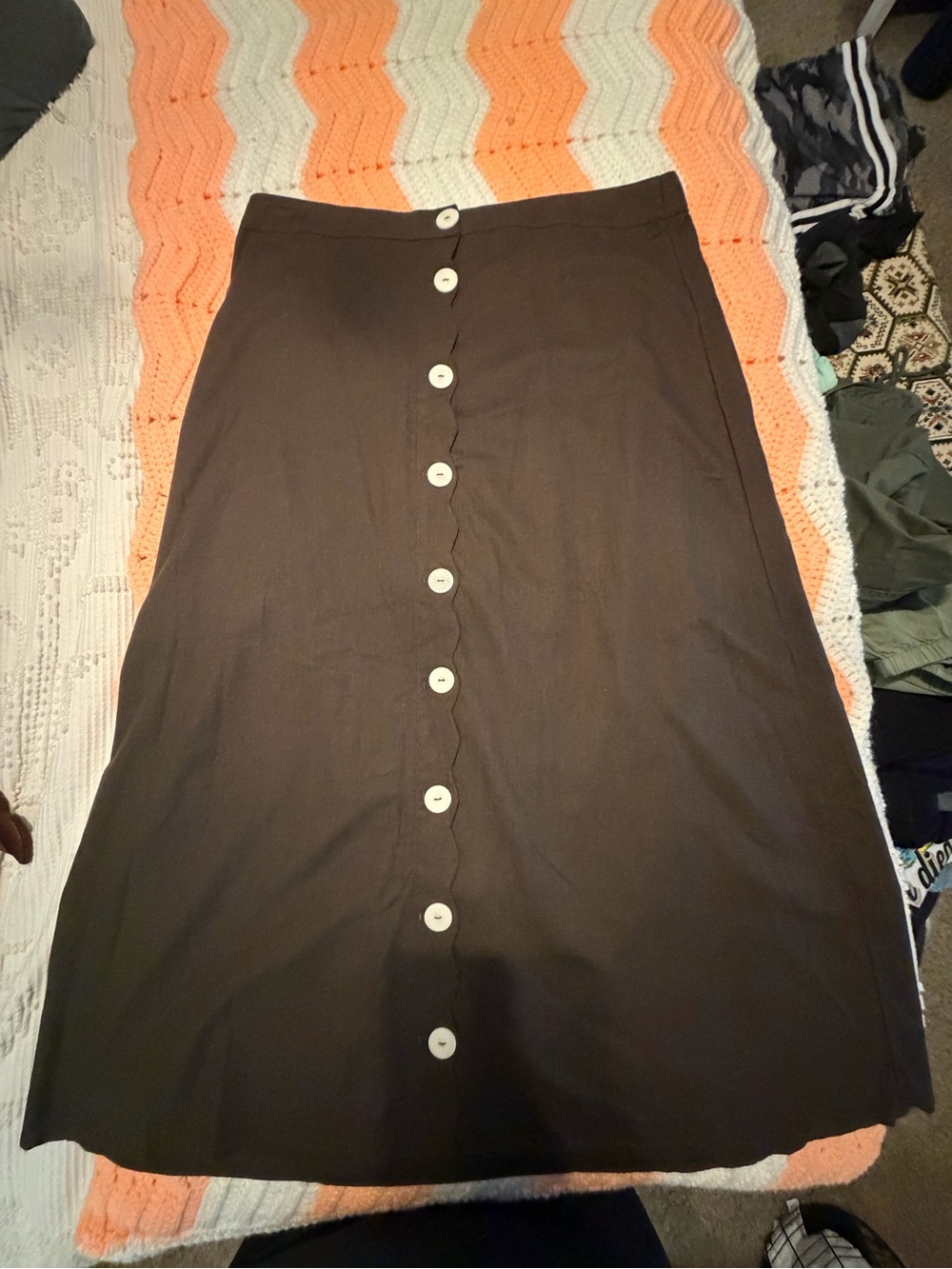 Women’s Brown Button-Front A-Line Skirt